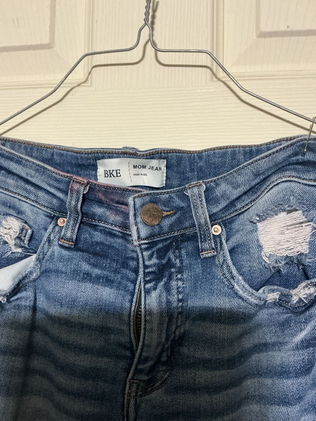 BKE Mom Jeans Distressed Denim Blue 3