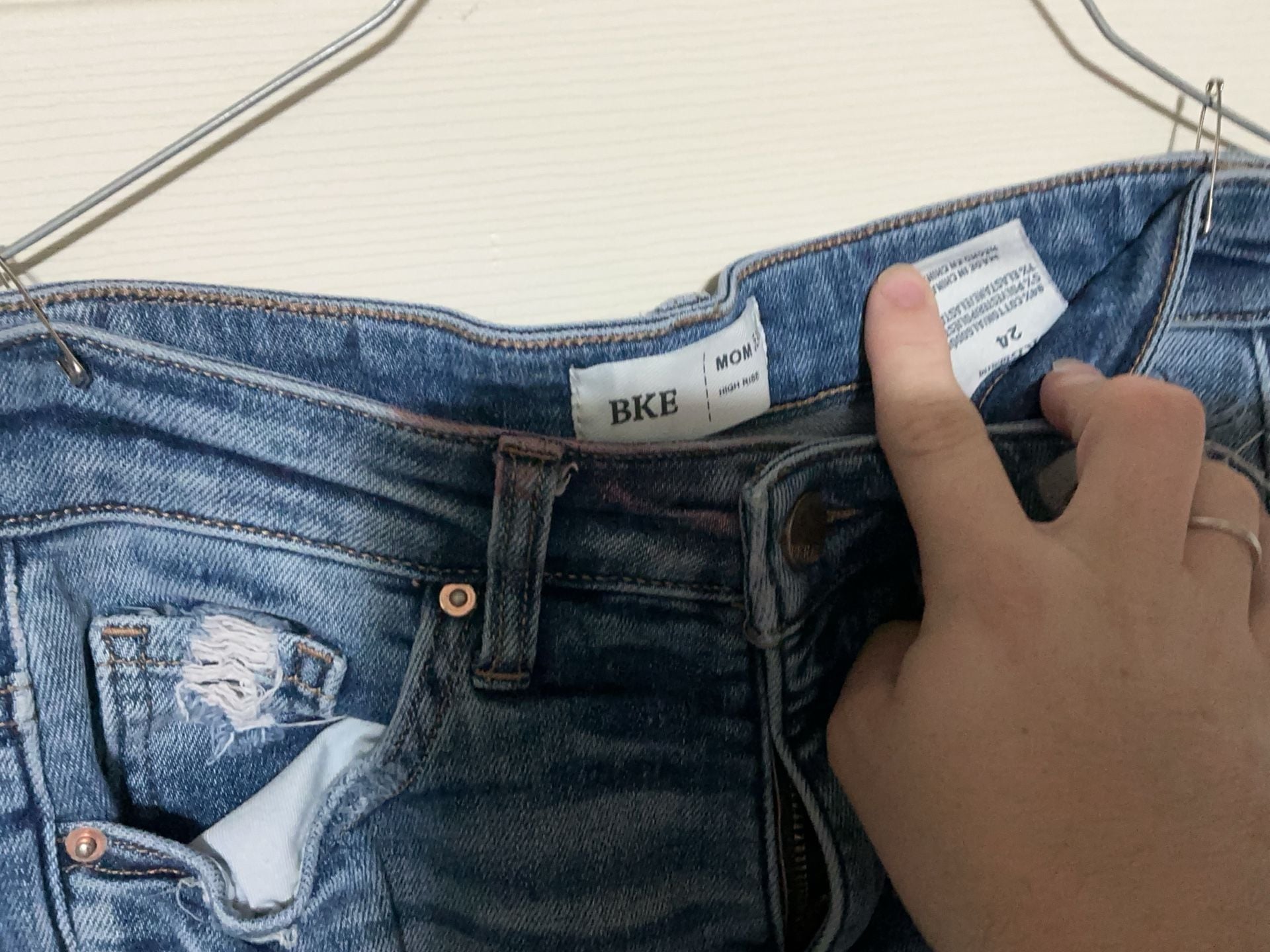 BKE Mom Jeans Distressed Denim Blue 4
