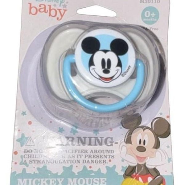 NWT Disney Baby Mickey Mouse Pacifier with Cover 0+ M Blue White