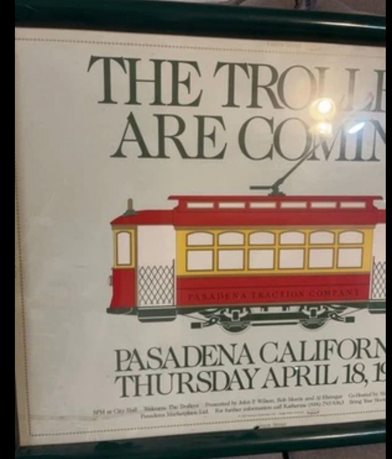 Pasadena Traction Company The Trolleys Are Coming Vintage Poster Framed 2