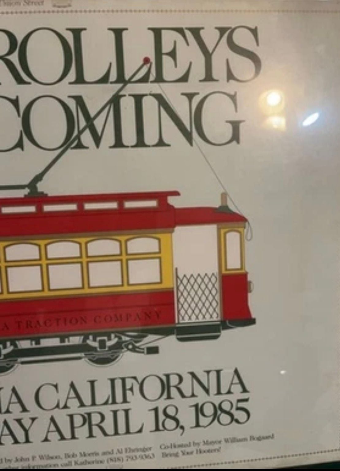 Pasadena Traction Company The Trolleys Are Coming Vintage Poster Framed 3