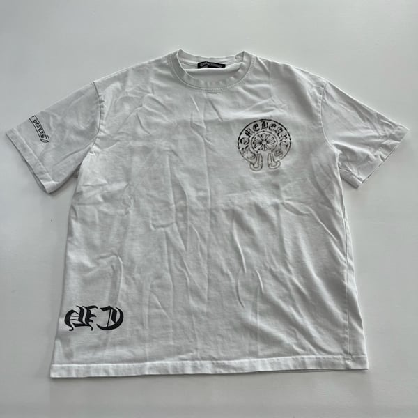 Chrome Hearts T-Shirt Size M White Cotton Horseshoe Logo Short Sleeve