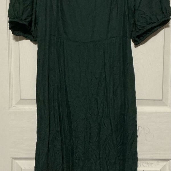 Old Navy Forest Green Puff Sleeve Dress Size 2X