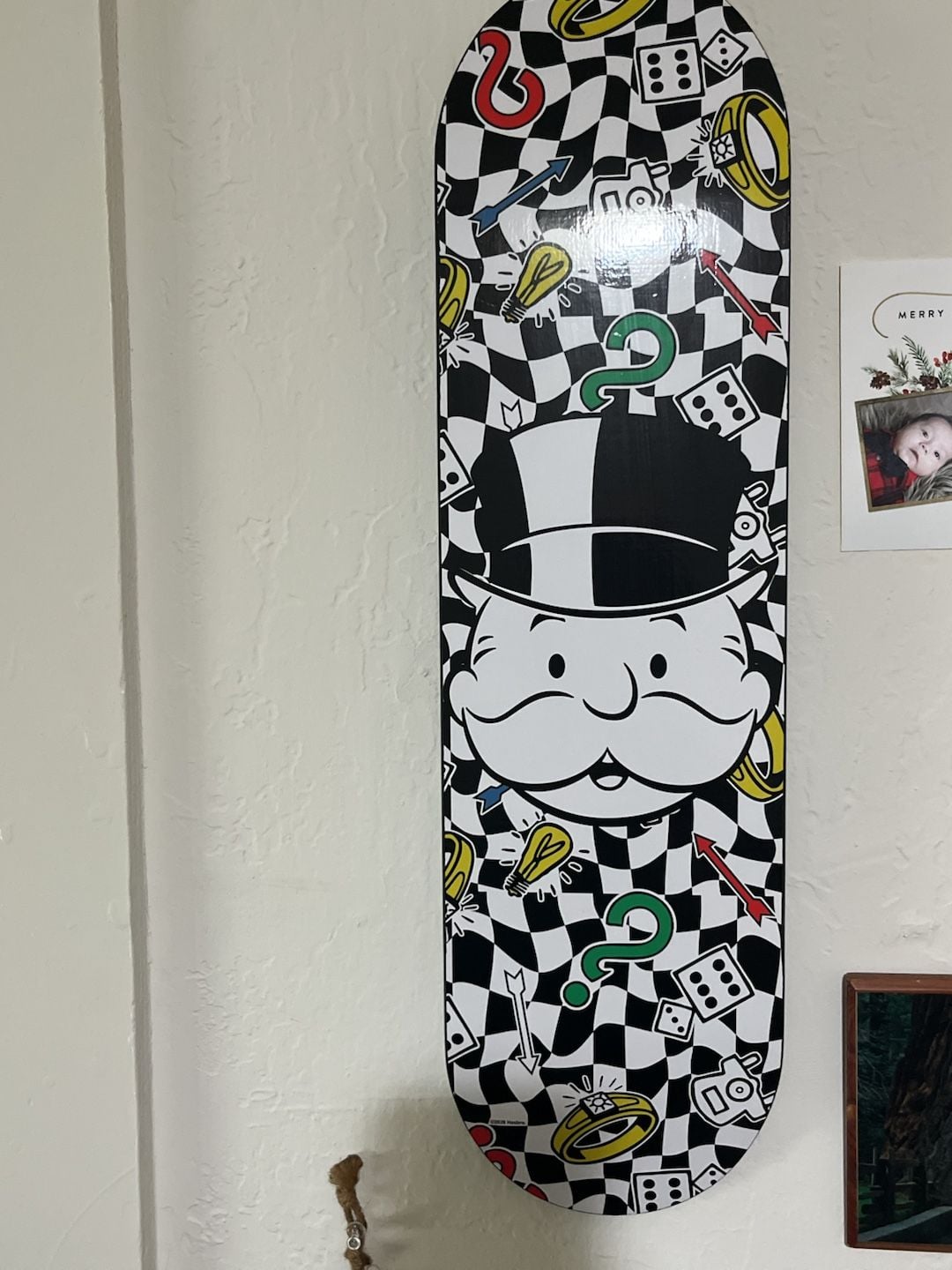 Monopoly Skateboard Deck Mr. Monopoly Checkered Graphic 1