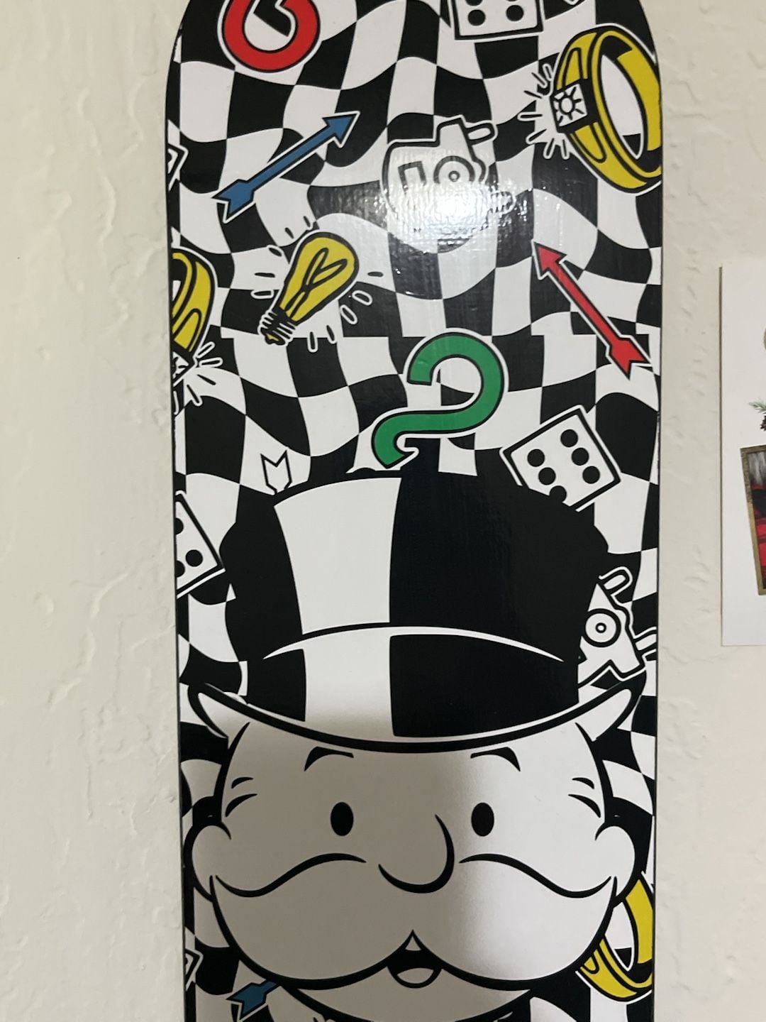 Monopoly Skateboard Deck Mr. Monopoly Checkered Graphic 5