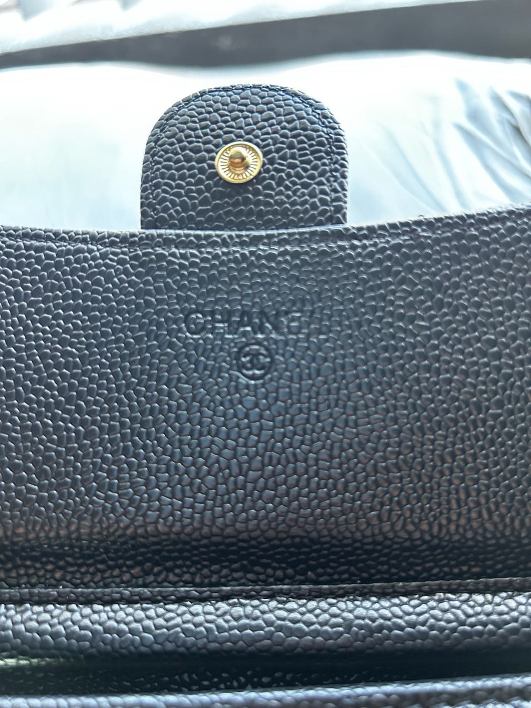 Chanel Classic Quilted Caviar Leather Wallet On Chain WOC Black Gold 4