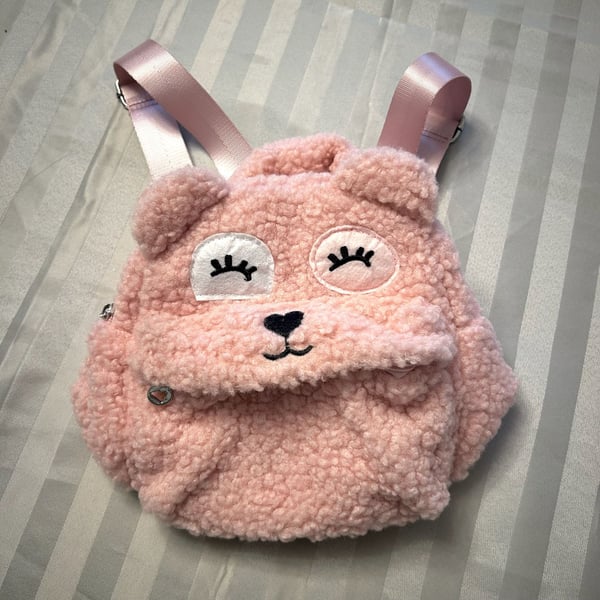 Mayoral Pink Teddy Bear Plush Backpack
