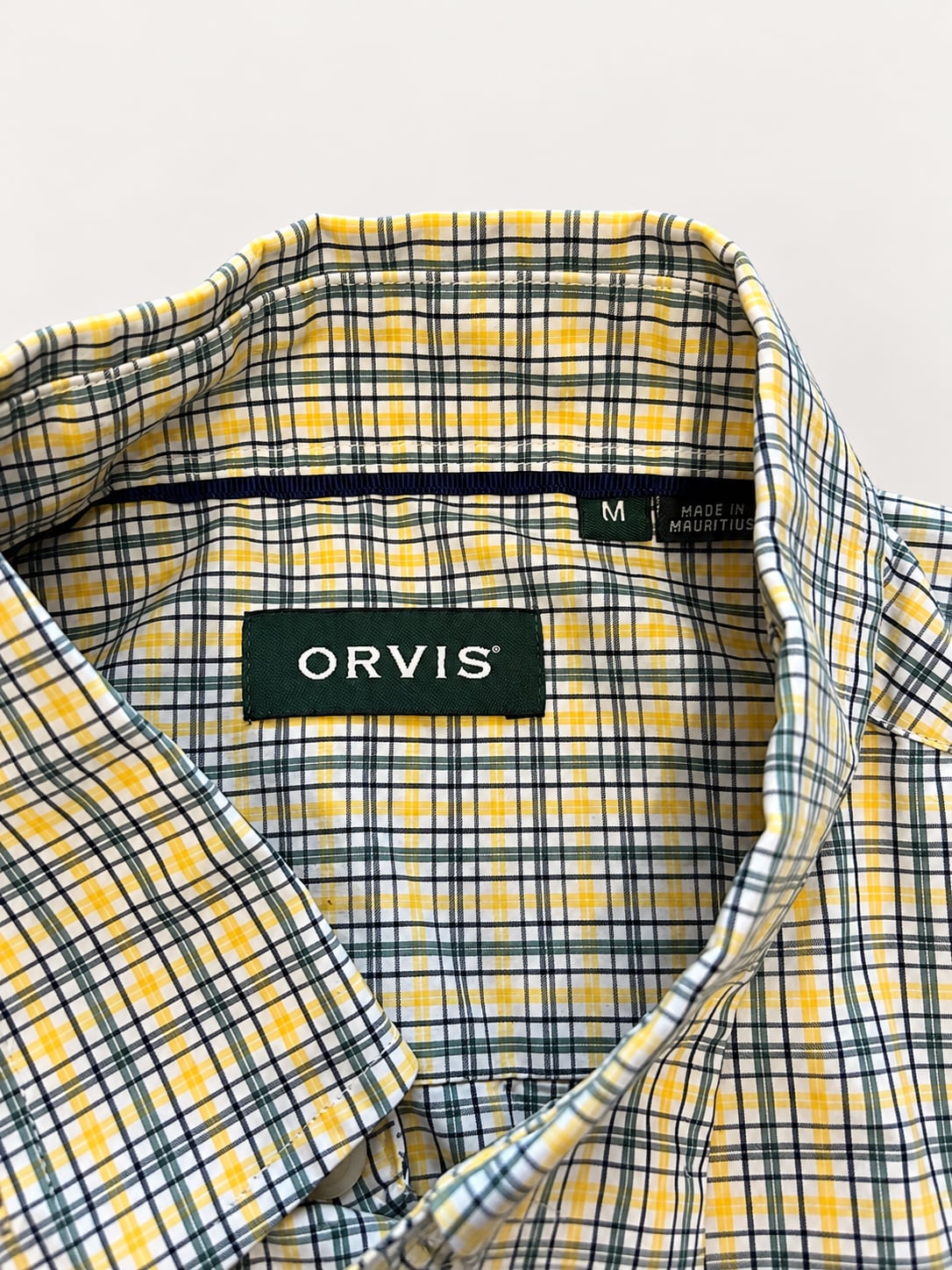 Orvis Country Twill Plaid Button Down Shirt Size M Blue Yellow Green 4