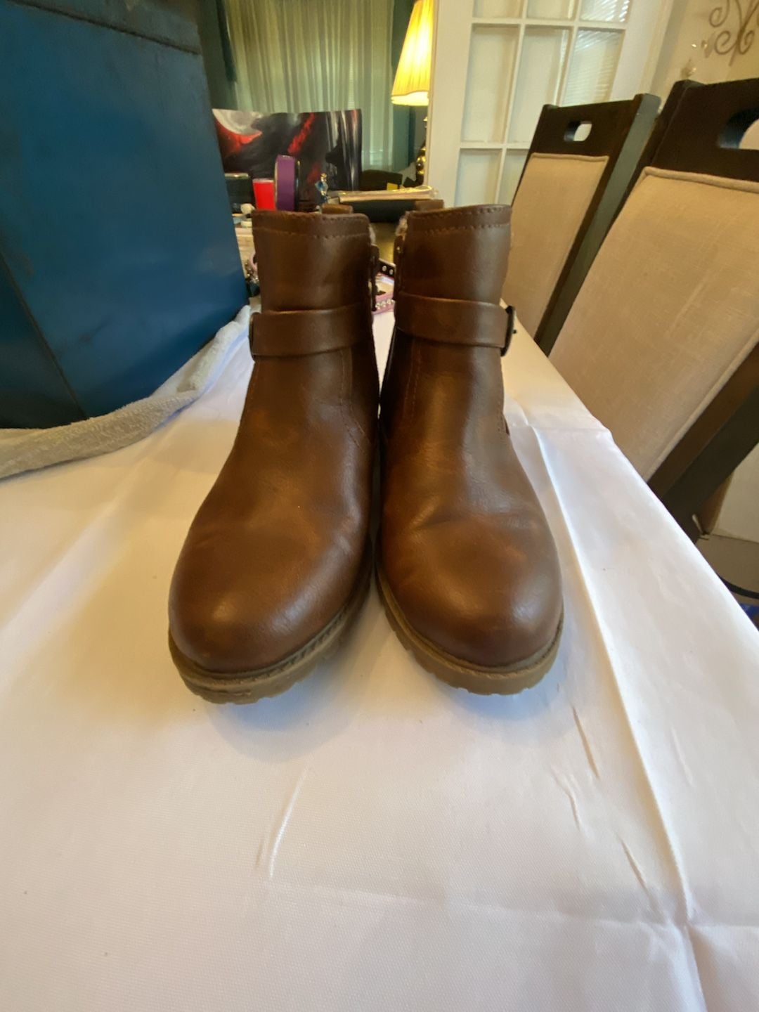 Wonder Nation Brown Buckle Booties Brown Faux Leather Ankle Boots 2