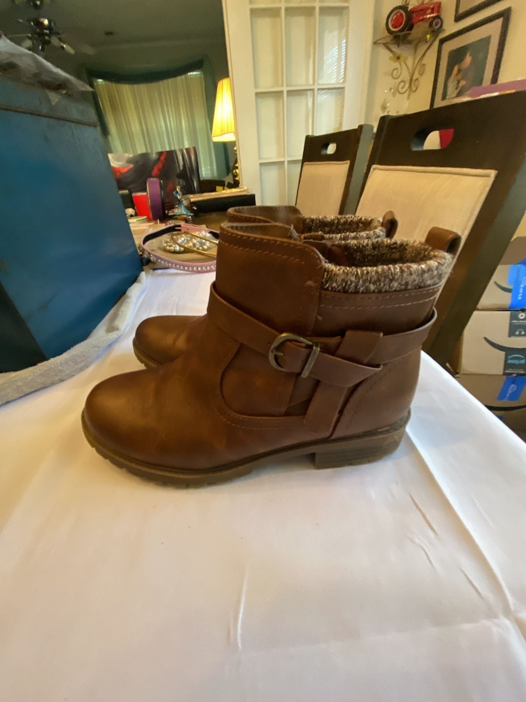 Wonder Nation Brown Buckle Booties Brown Faux Leather Ankle Boots 3