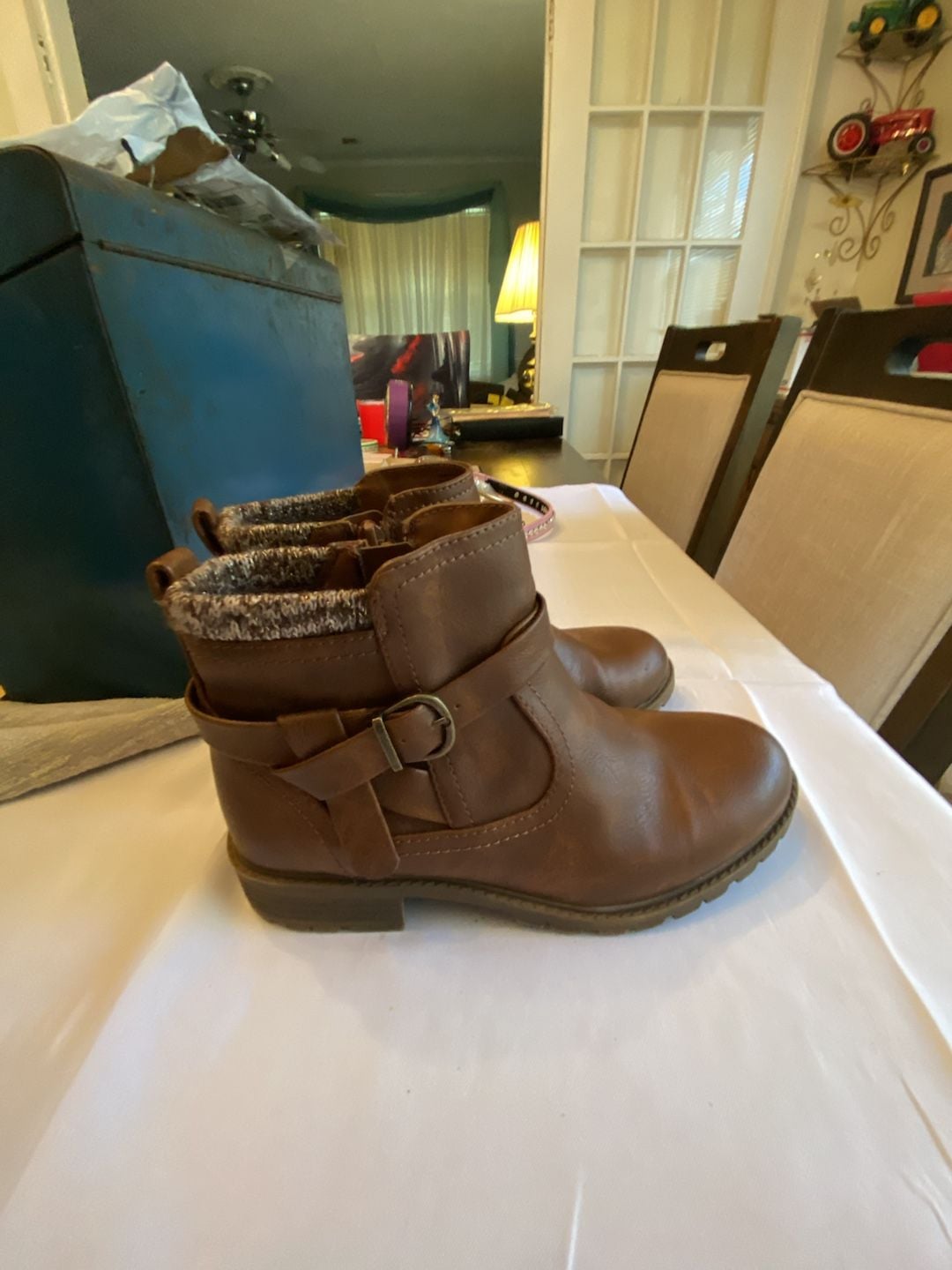 Wonder Nation Brown Buckle Booties Brown Faux Leather Ankle Boots 4