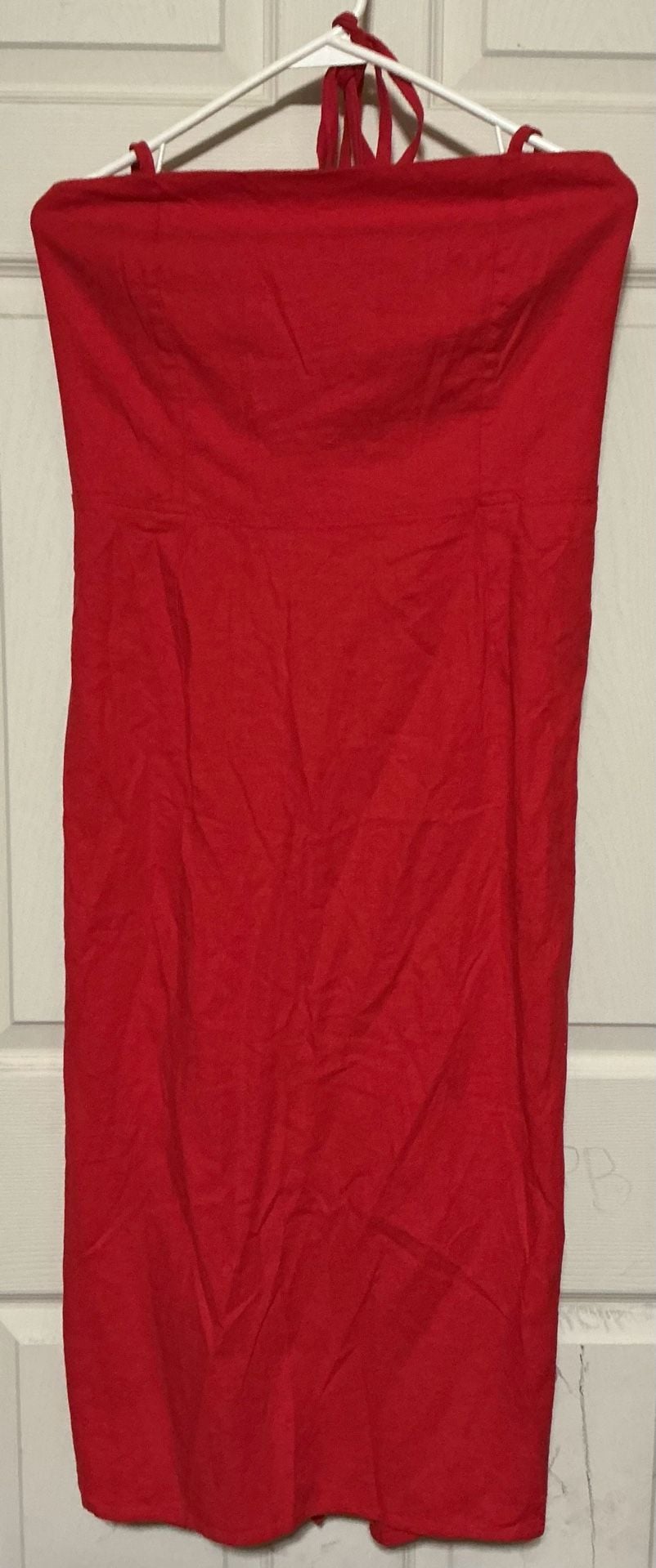 Wild Fable Red Linen Lace Back Midi Dress 2