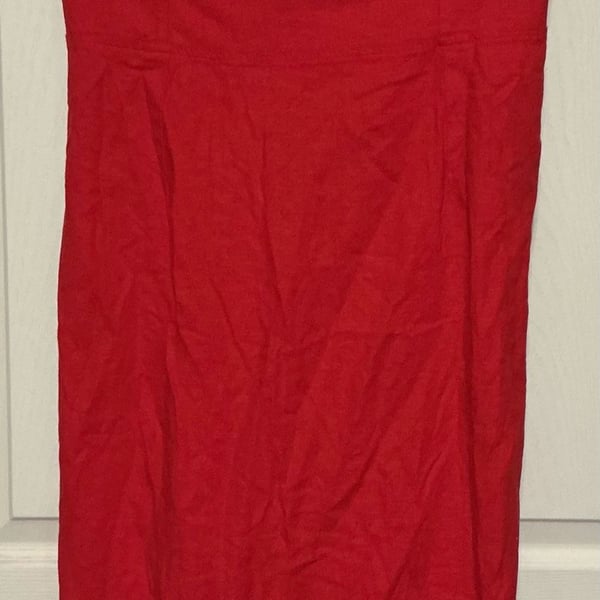 Wild Fable Red Linen Lace Back Midi Dress