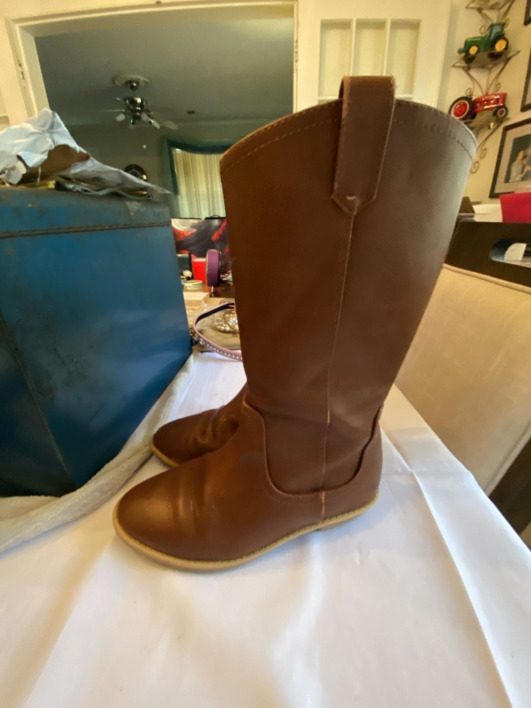 Cat and Jack Western Boots Size 13 Brown Floral Lining 3