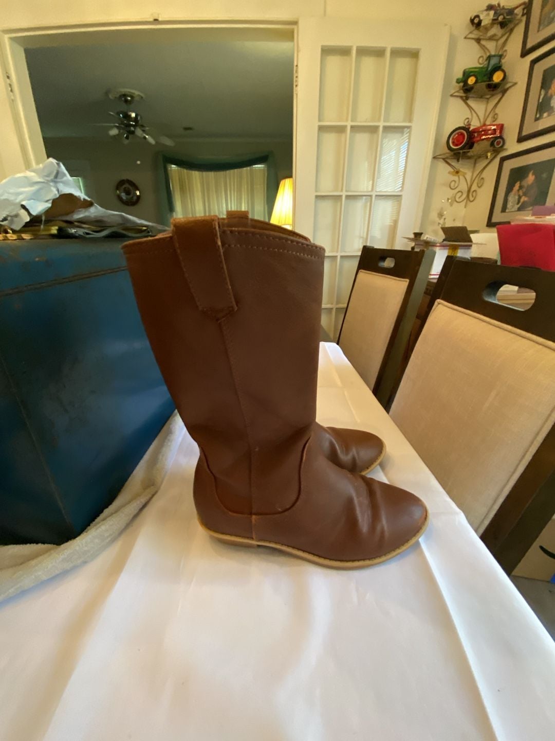 Cat and Jack Western Boots Size 13 Brown Floral Lining 4