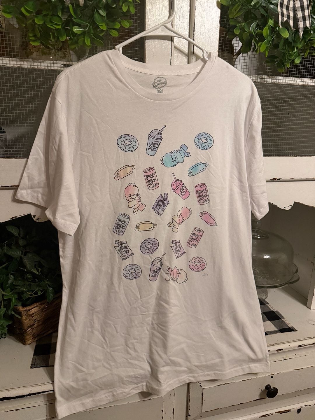 Neff The Simpsons Homer Snacks Graphic T-Shirt Size M White 1