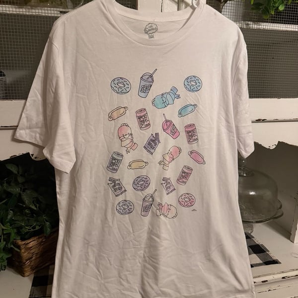 Neff The Simpsons Homer Snacks Graphic T-Shirt Size M White