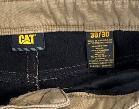 CAT Work Pants Size 30/30 Brown Cotton Blend Fleece Lined 5