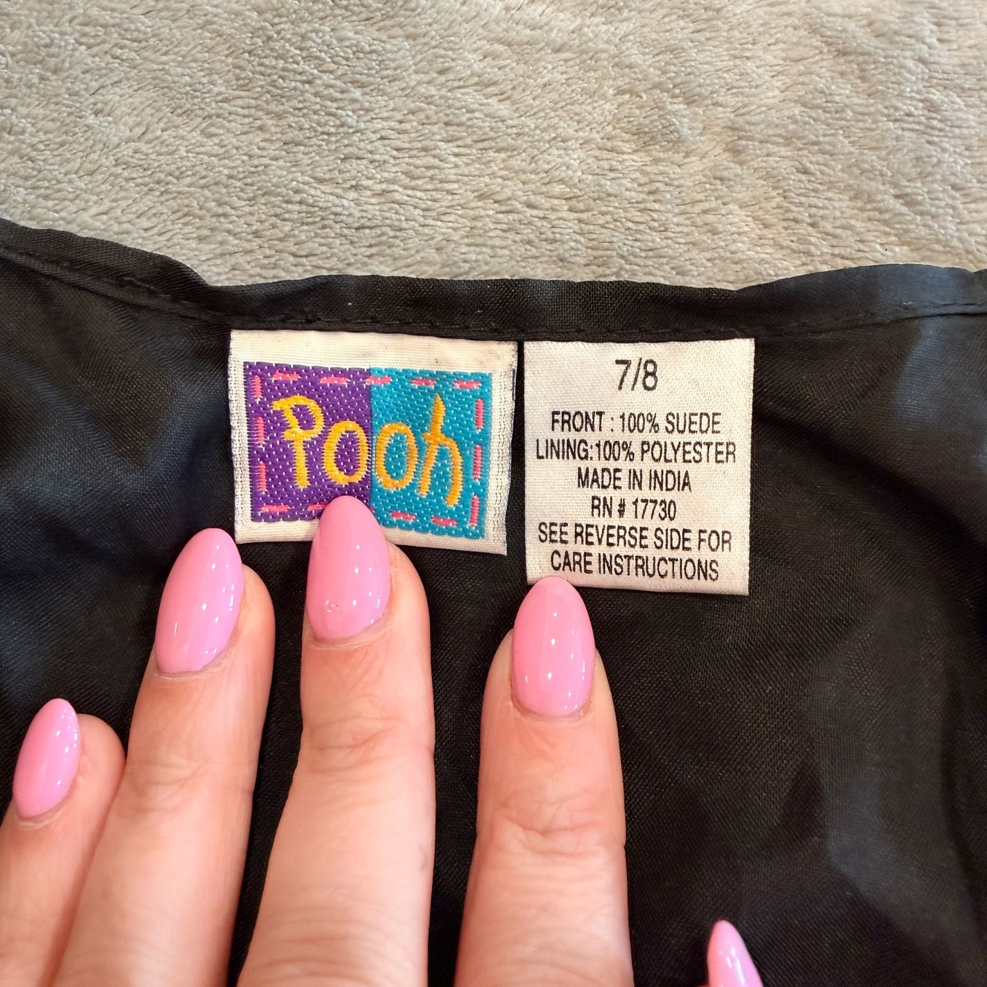 Disney Winnie the Pooh Vest Size 7/8 Black Suede Piglet 2