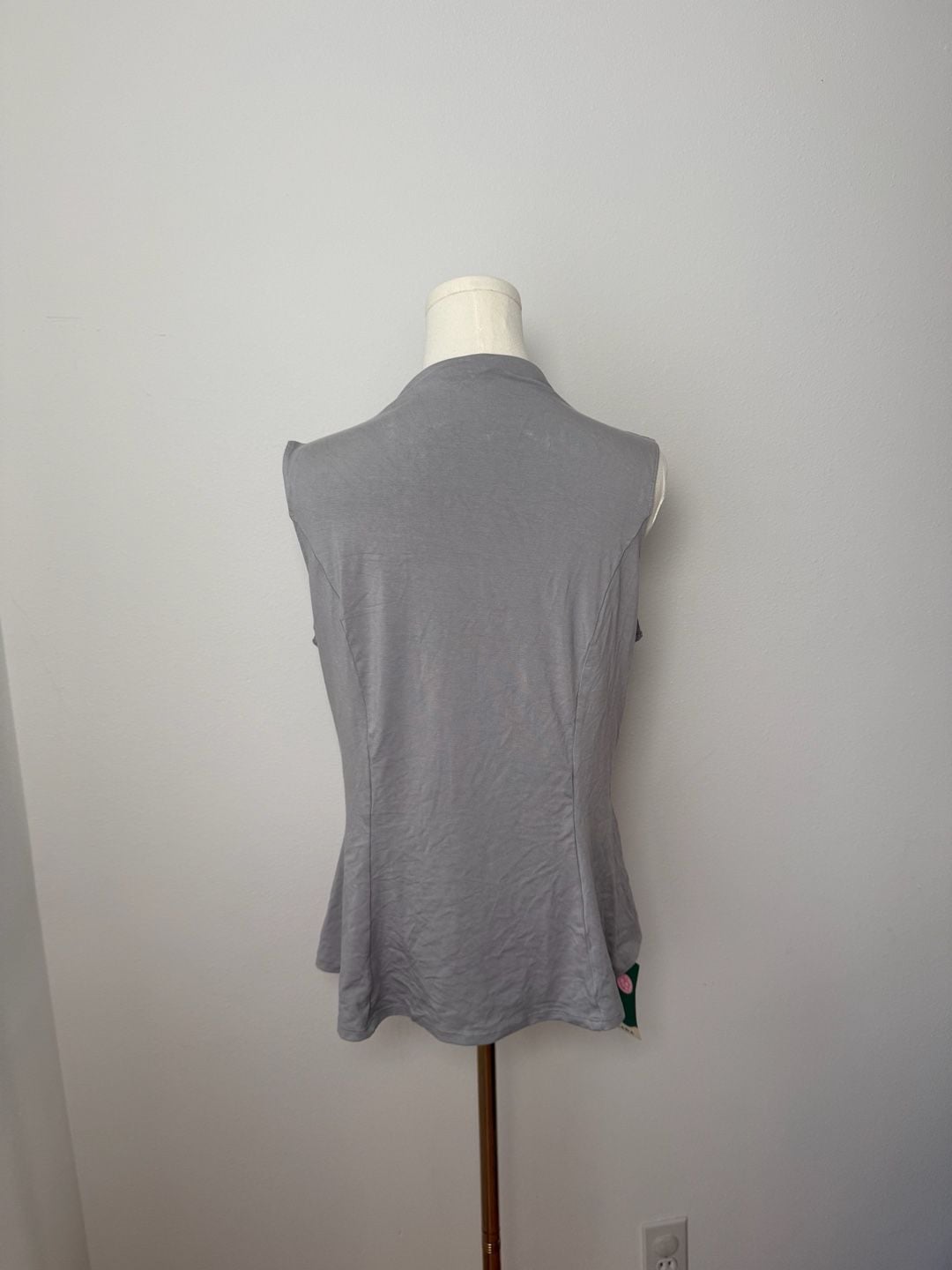 Halara Sleeveless Top Size XL Grey Mock Neck Peplum 3