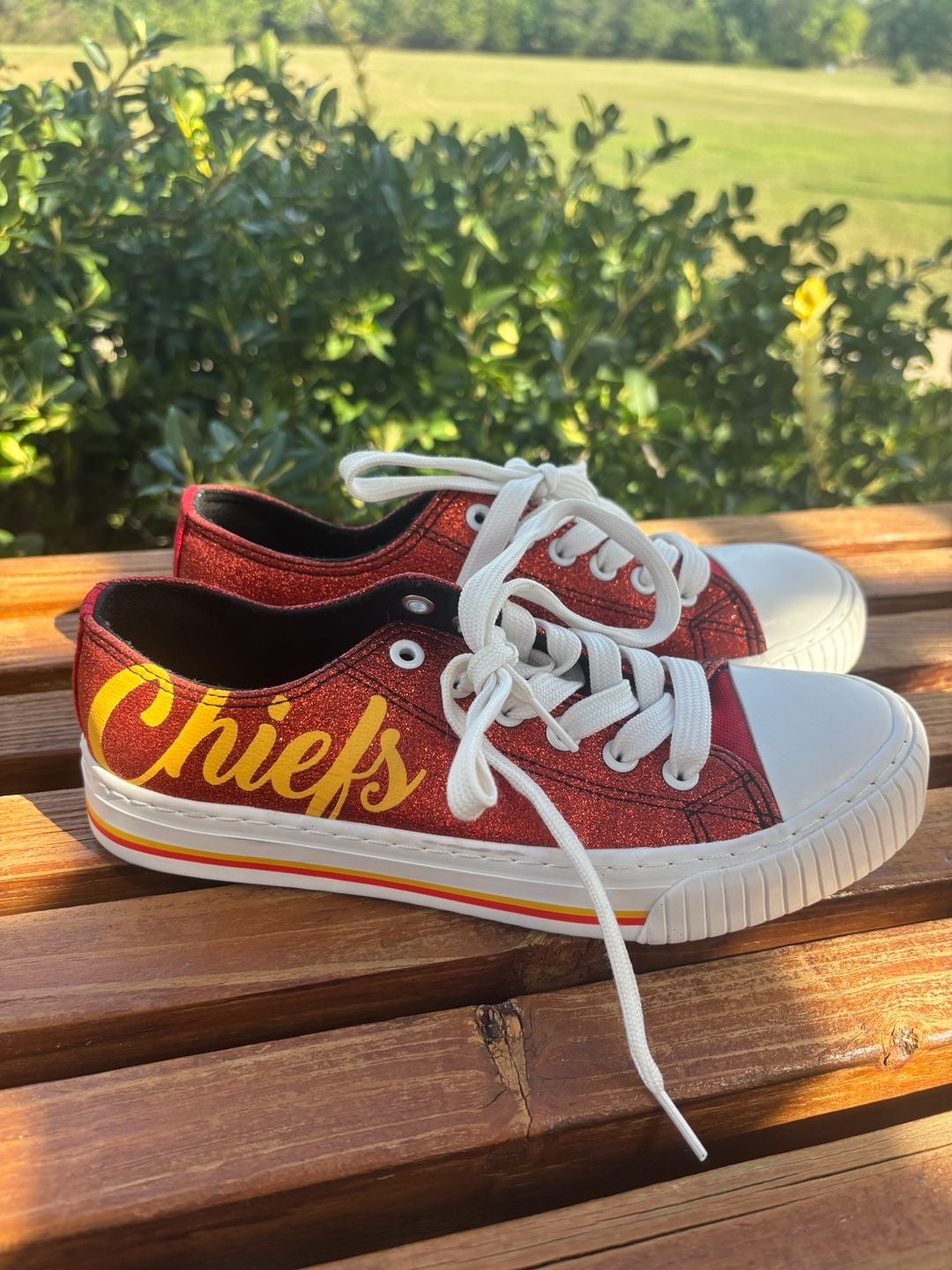 FOCO Kansas City Chiefs Low Top Canvas Shoes Size 7 Red Glitter 2