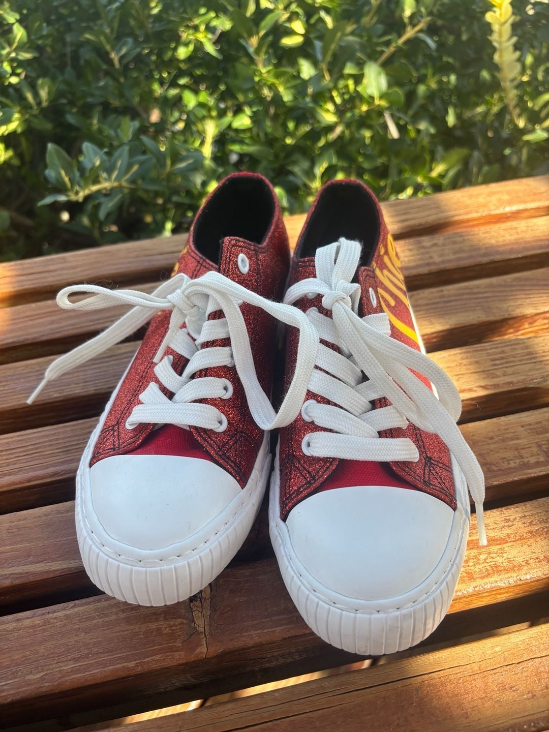 FOCO Kansas City Chiefs Low Top Canvas Shoes Size 7 Red Glitter 3