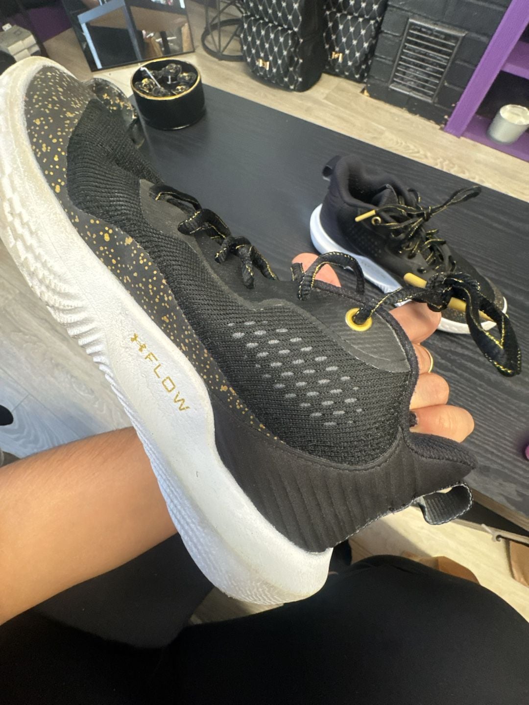 Under Armour Flow Breakthru 2 Black Gold Basketball Shoes 6