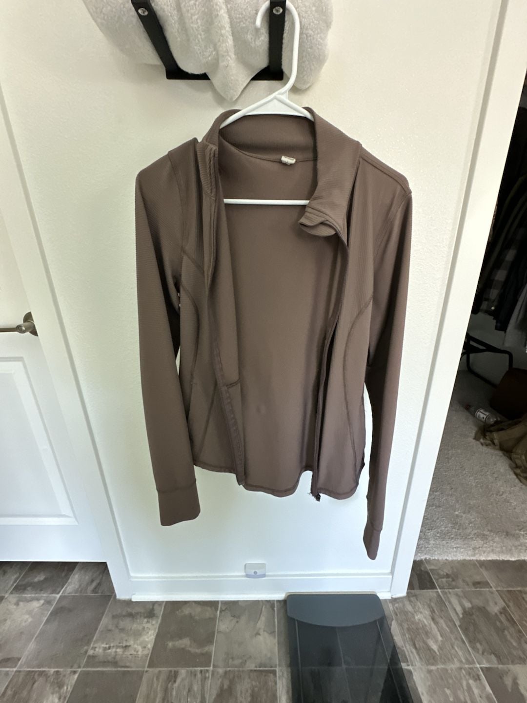 90 Degree by Reflex Zip Jacket Size L Brown Ribbed Athletic 2