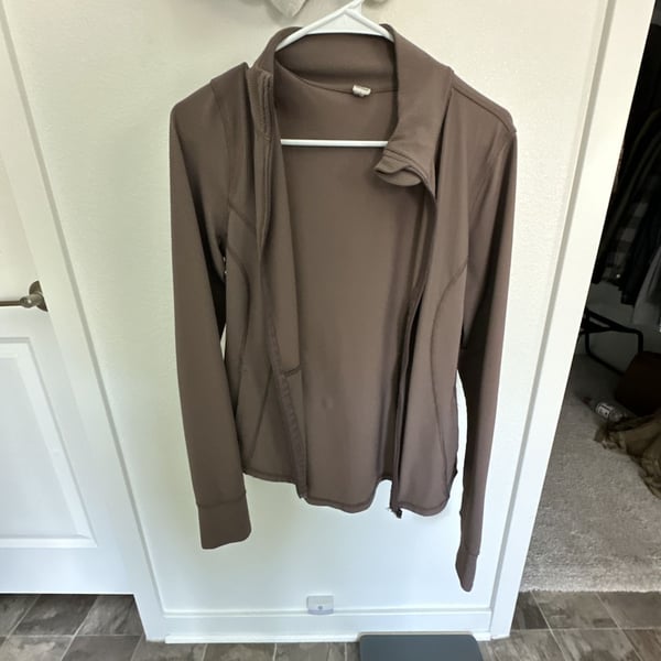 90 Degree by Reflex Zip Jacket Size L Brown Ribbed Athletic