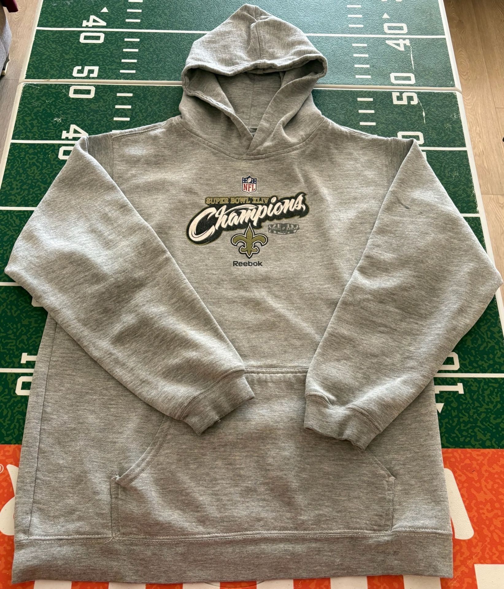Reebok NFL New Orleans Saints Super Bowl XLIV Hoodie Gray 2