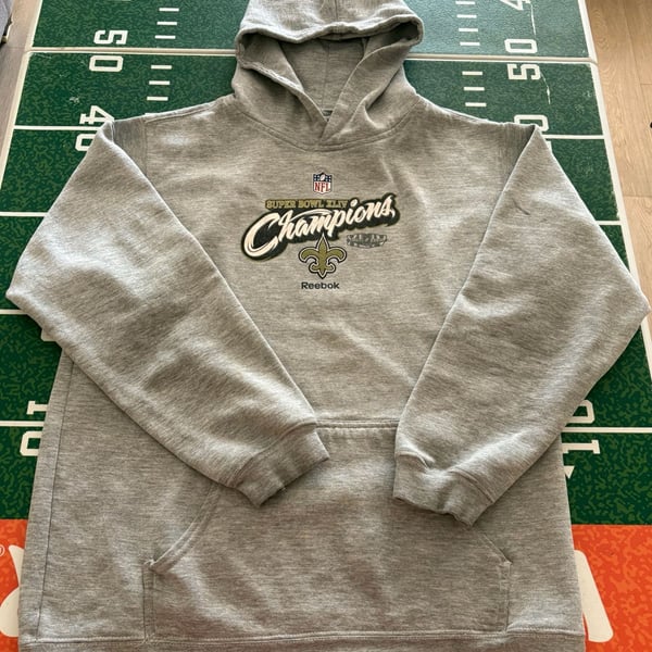 Reebok NFL New Orleans Saints Super Bowl XLIV Hoodie Gray