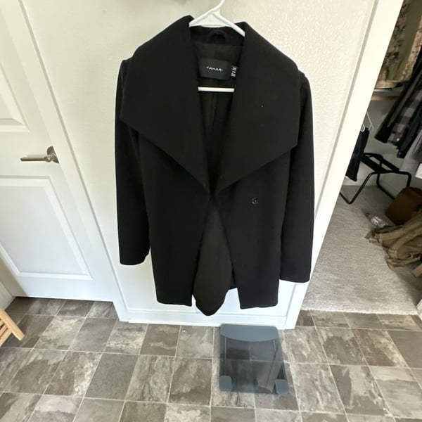 Tahari Belted Wrap Coat Size M Black