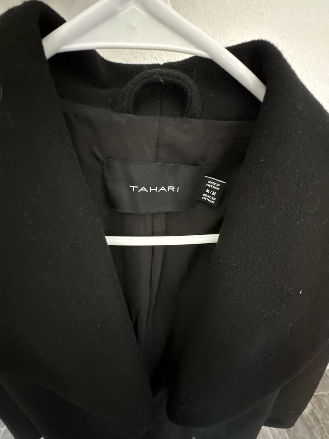 Tahari Belted Wrap Coat Size M Black 3
