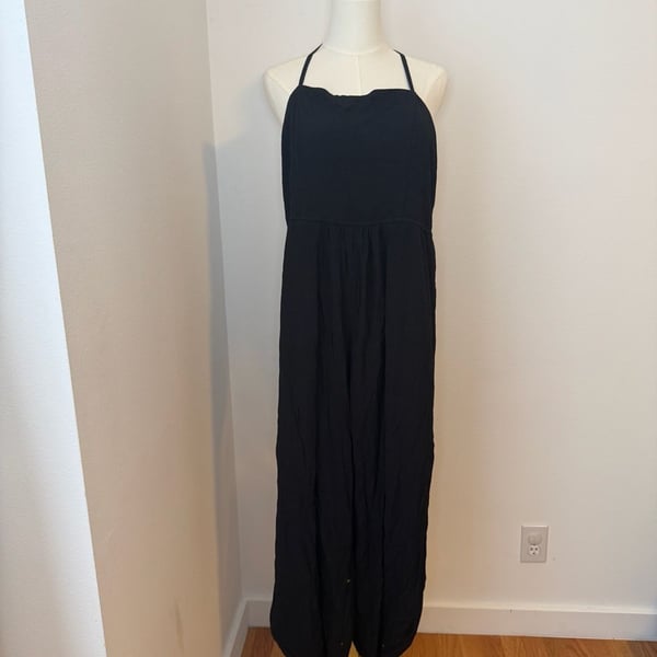 Halara Jumpsuit Size XL Black Open Back Lace Up
