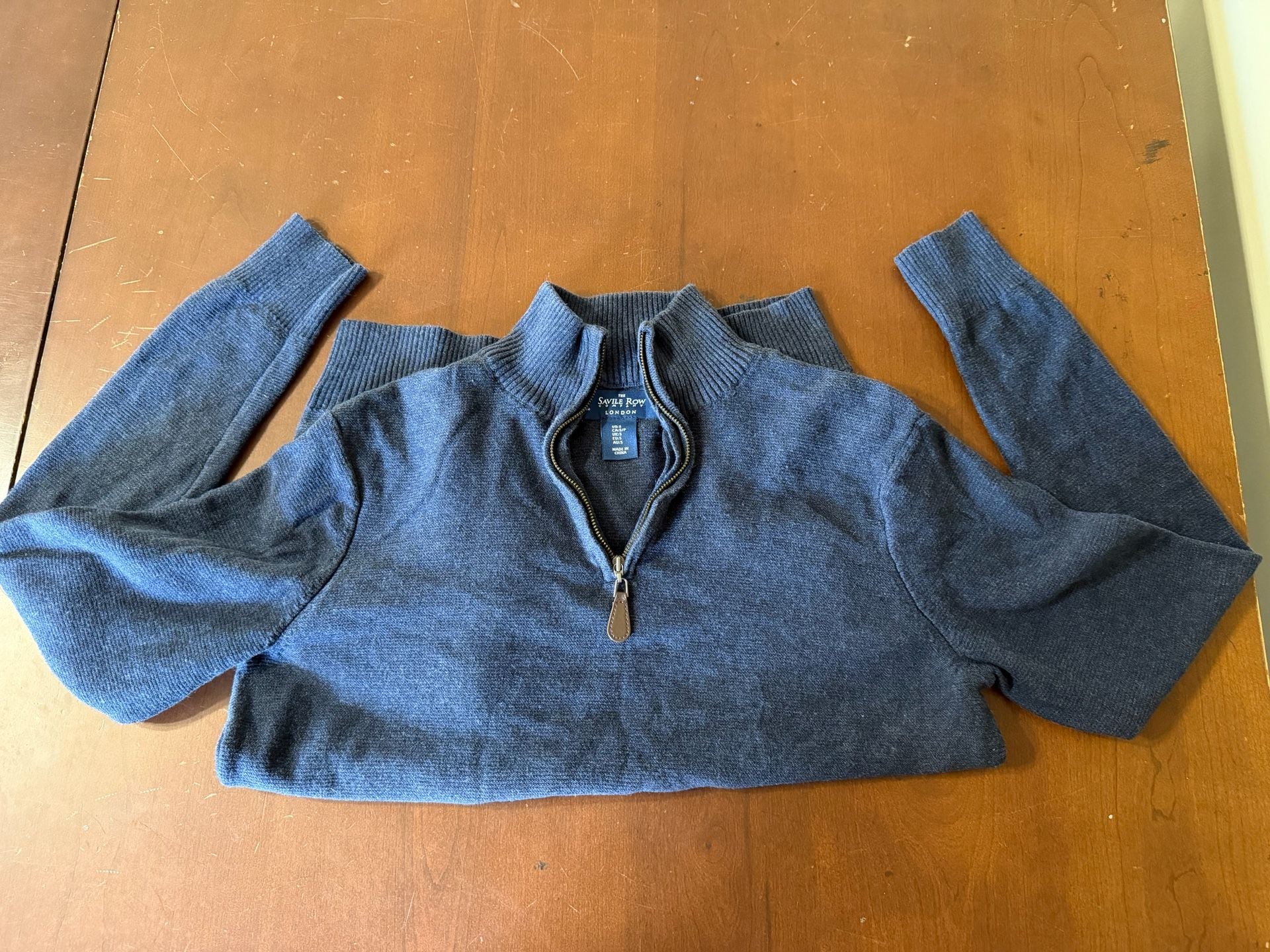 Savile Row Company Quarter Zip Sweater Size S Blue Cotton 5