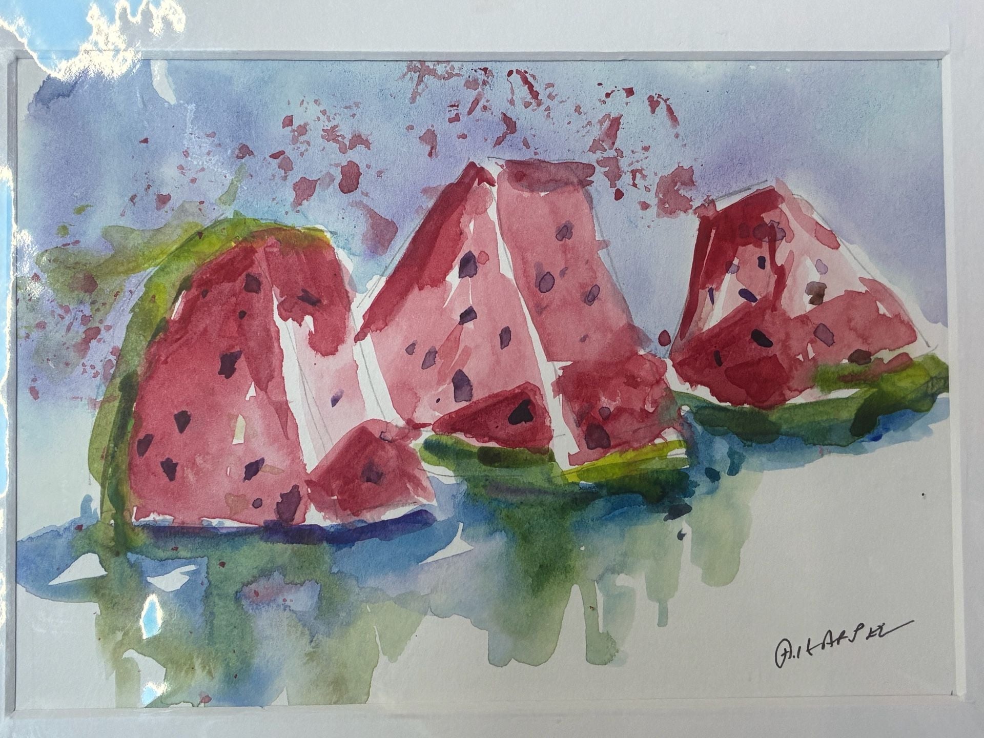 Watermelon Watercolor Painting Signed Fruit Art Print 7