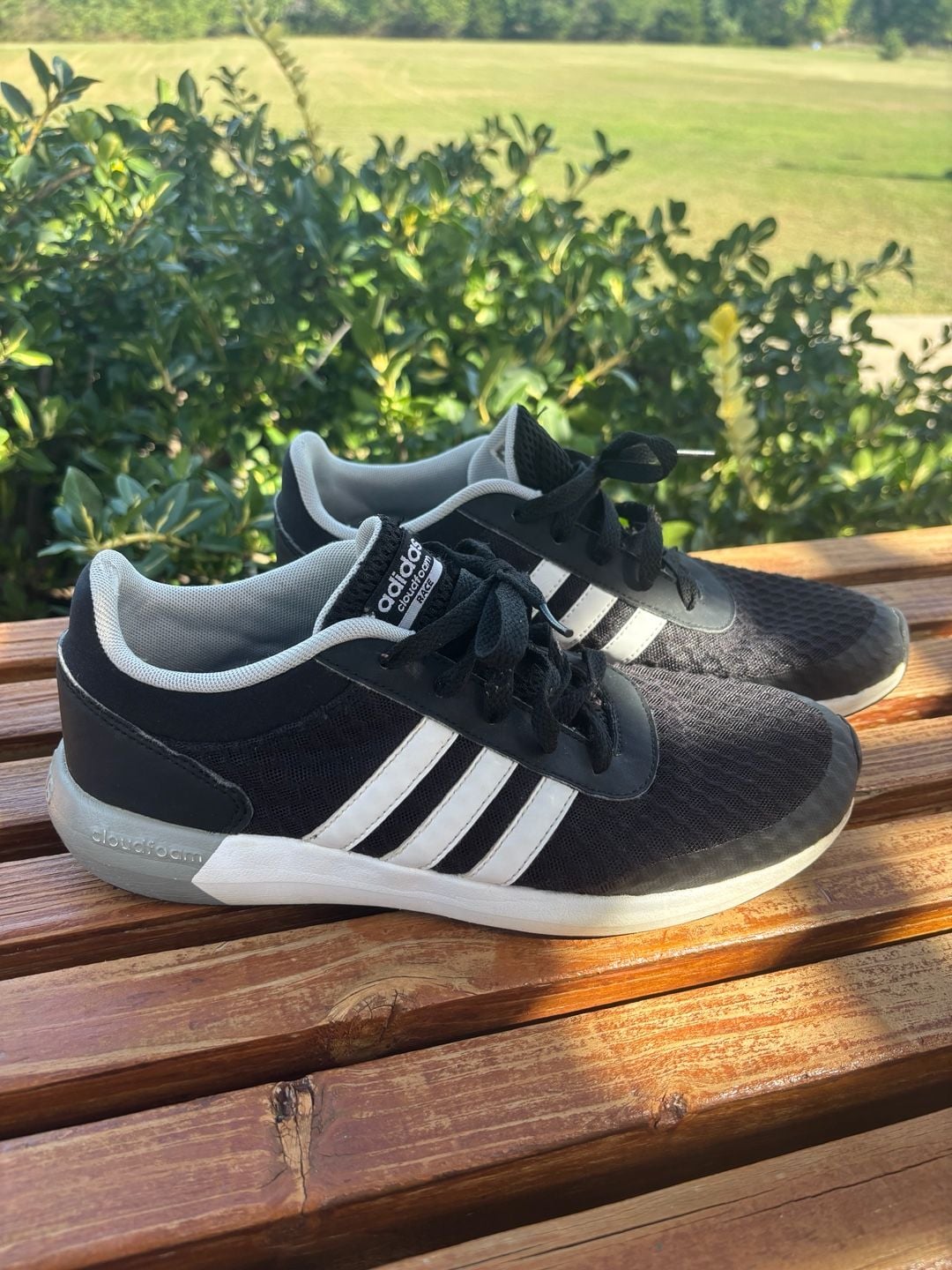 Adidas Cloudfoam Race Size 7 Black White Sneakers 2