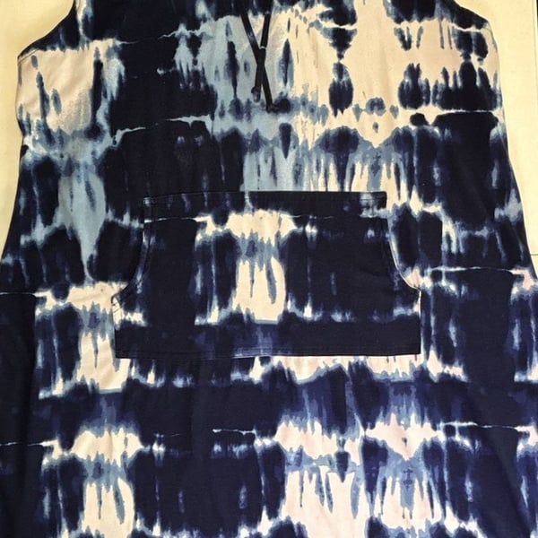 Rouge Hooded Dress Size 3X Blue White Tie Dye