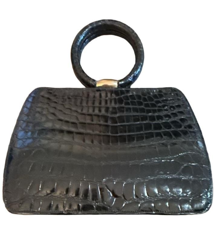 Bag By Josef Vintage Black Alligator Handbag Made In France 2
