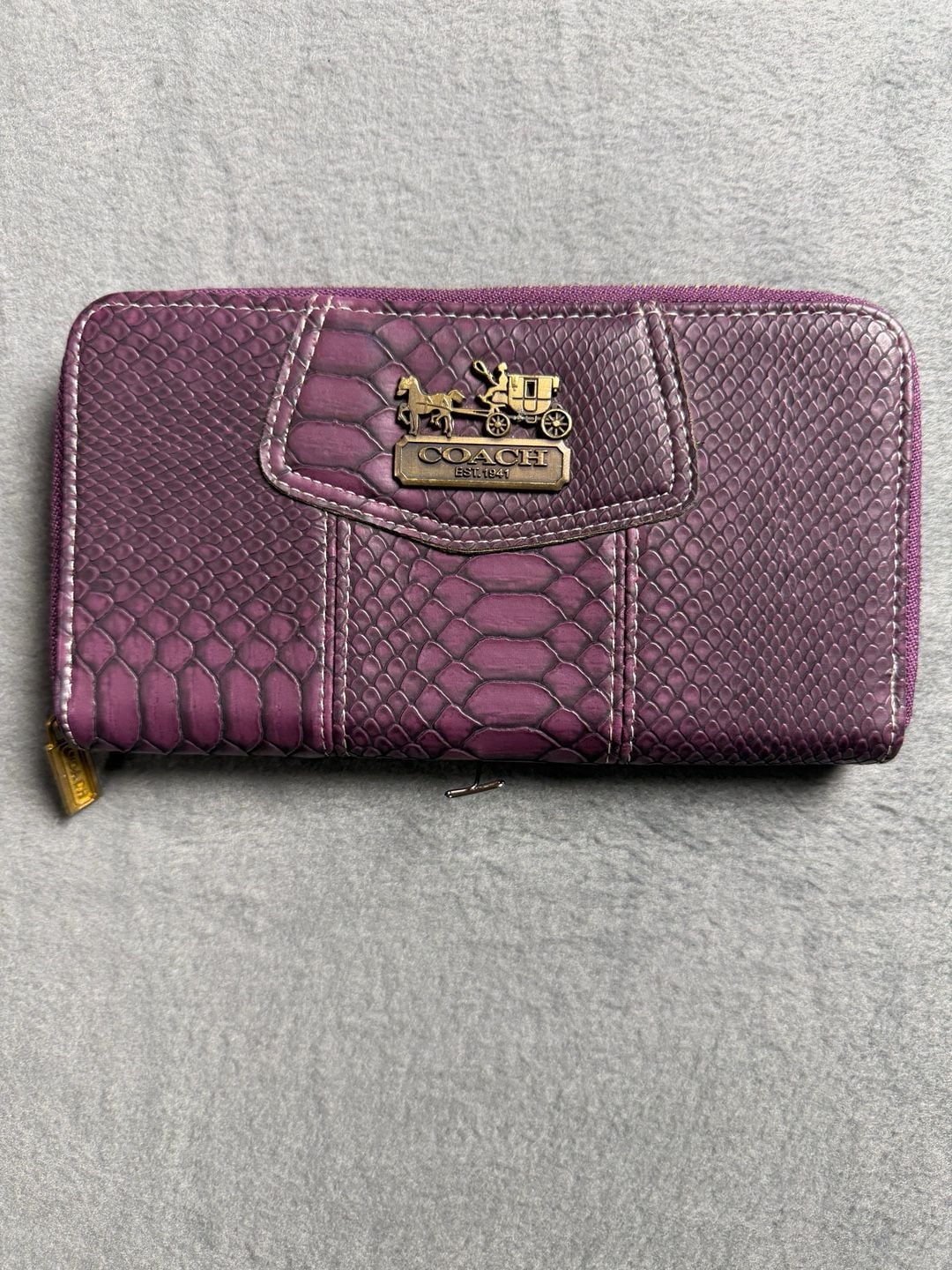 Coach Purple Snake Print Zip Around Wallet 2
