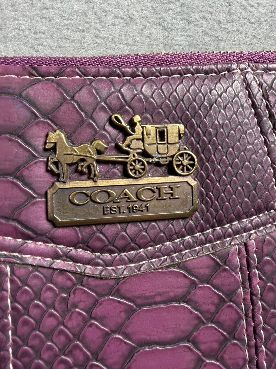 Coach Purple Snake Print Zip Around Wallet 3