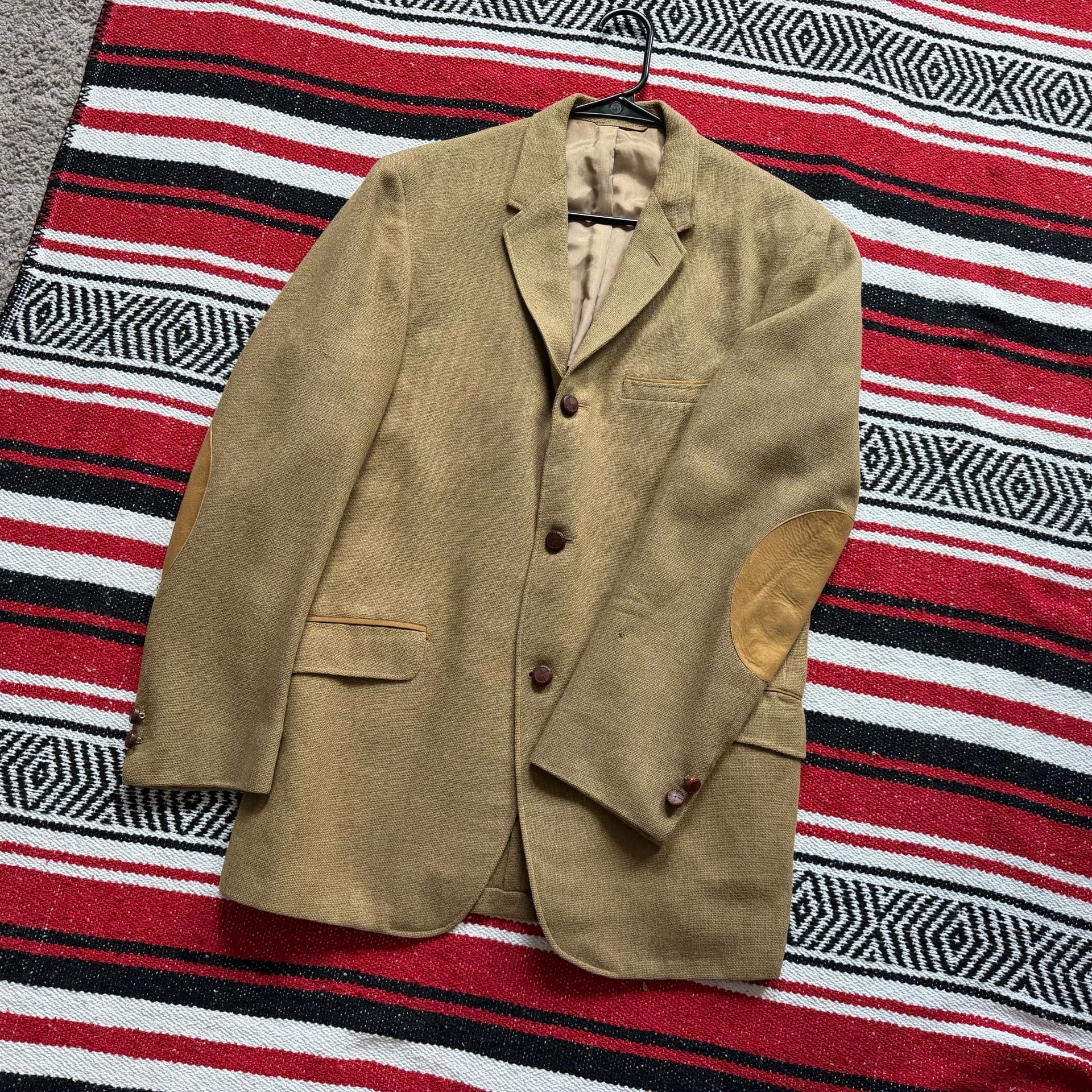 50s/60s MCGREGOR Hopsack Tweed Leather Patch Riding Jacket Sz 39R 3