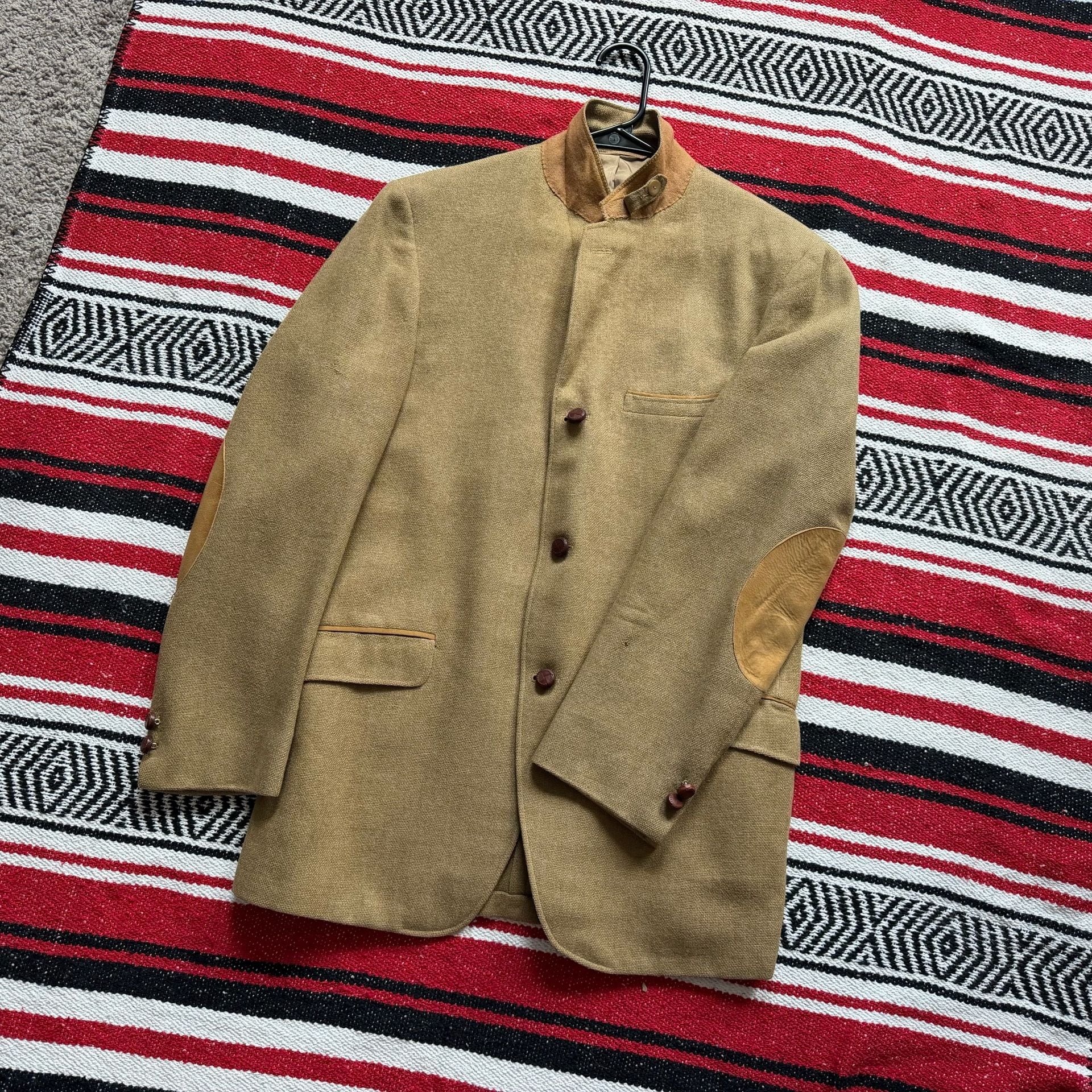 50s/60s MCGREGOR Hopsack Tweed Leather Patch Riding Jacket Sz 39R 9