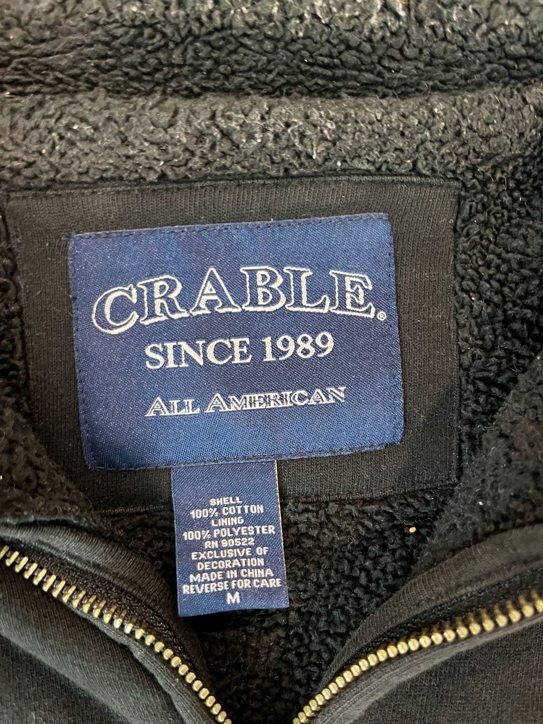 Crable Full Zip Jacket Size M Black Fleece Lined Logo 3