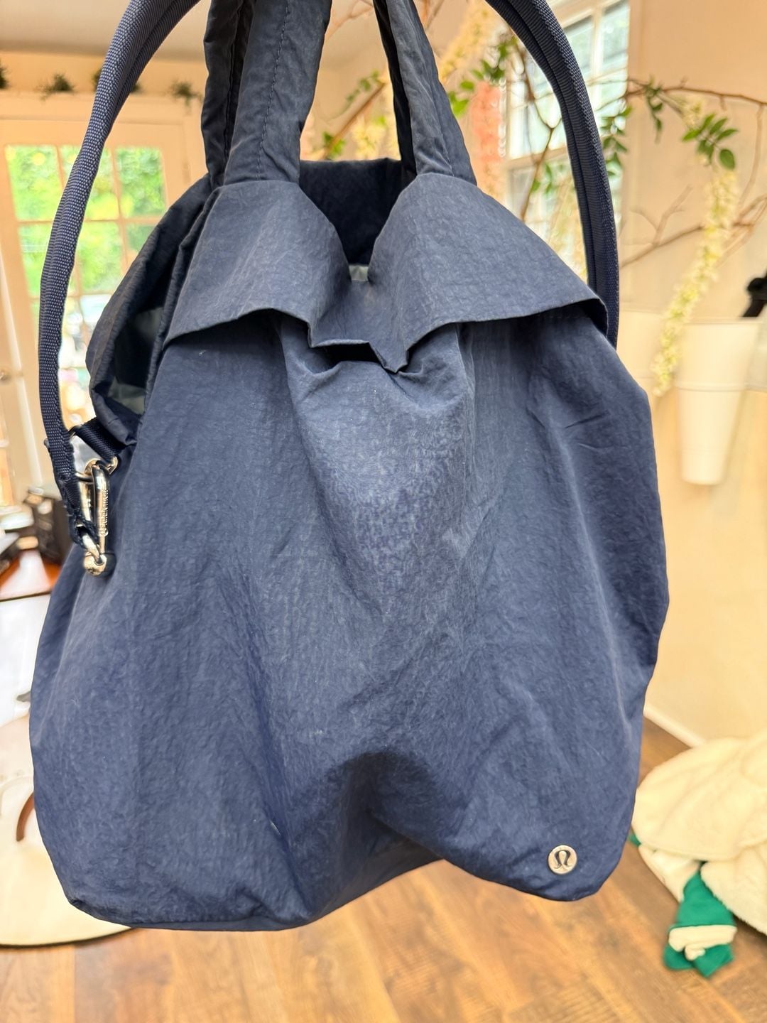 Lululemon On My Level Bag Navy Nylon Slouchy Tote 2