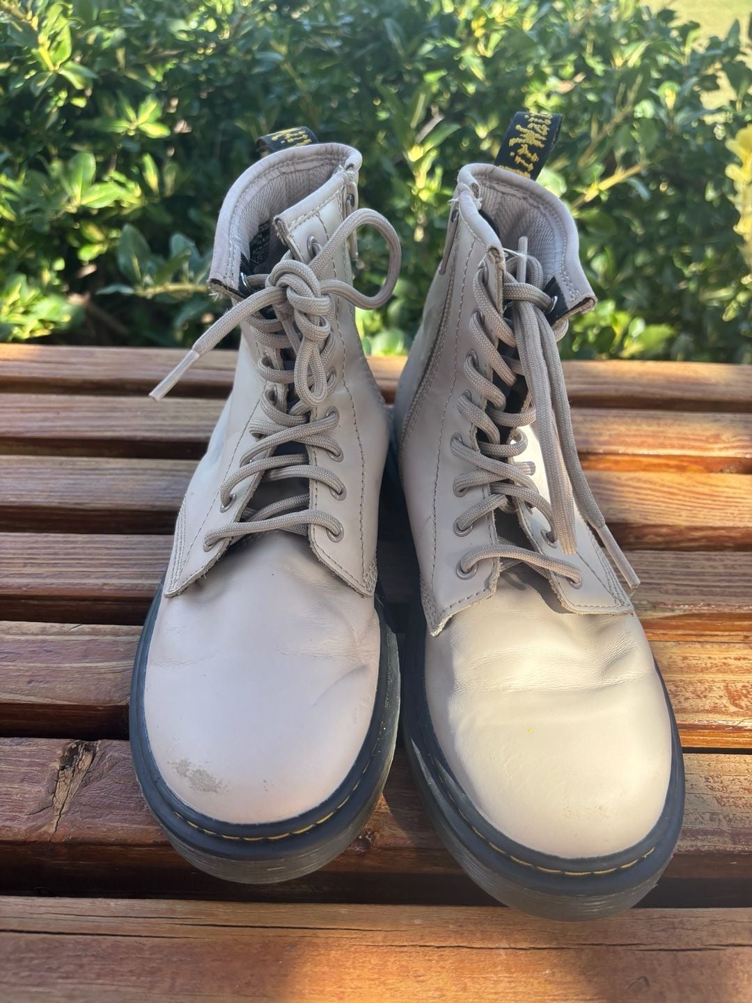 Dr. Martens Zavala Combat Boots Size 3 US Taupe Leather Side Zip 3