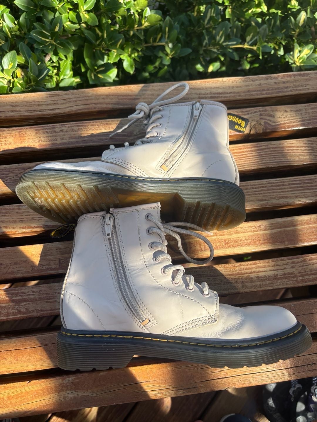 Dr. Martens Zavala Combat Boots Size 3 US Taupe Leather Side Zip 6