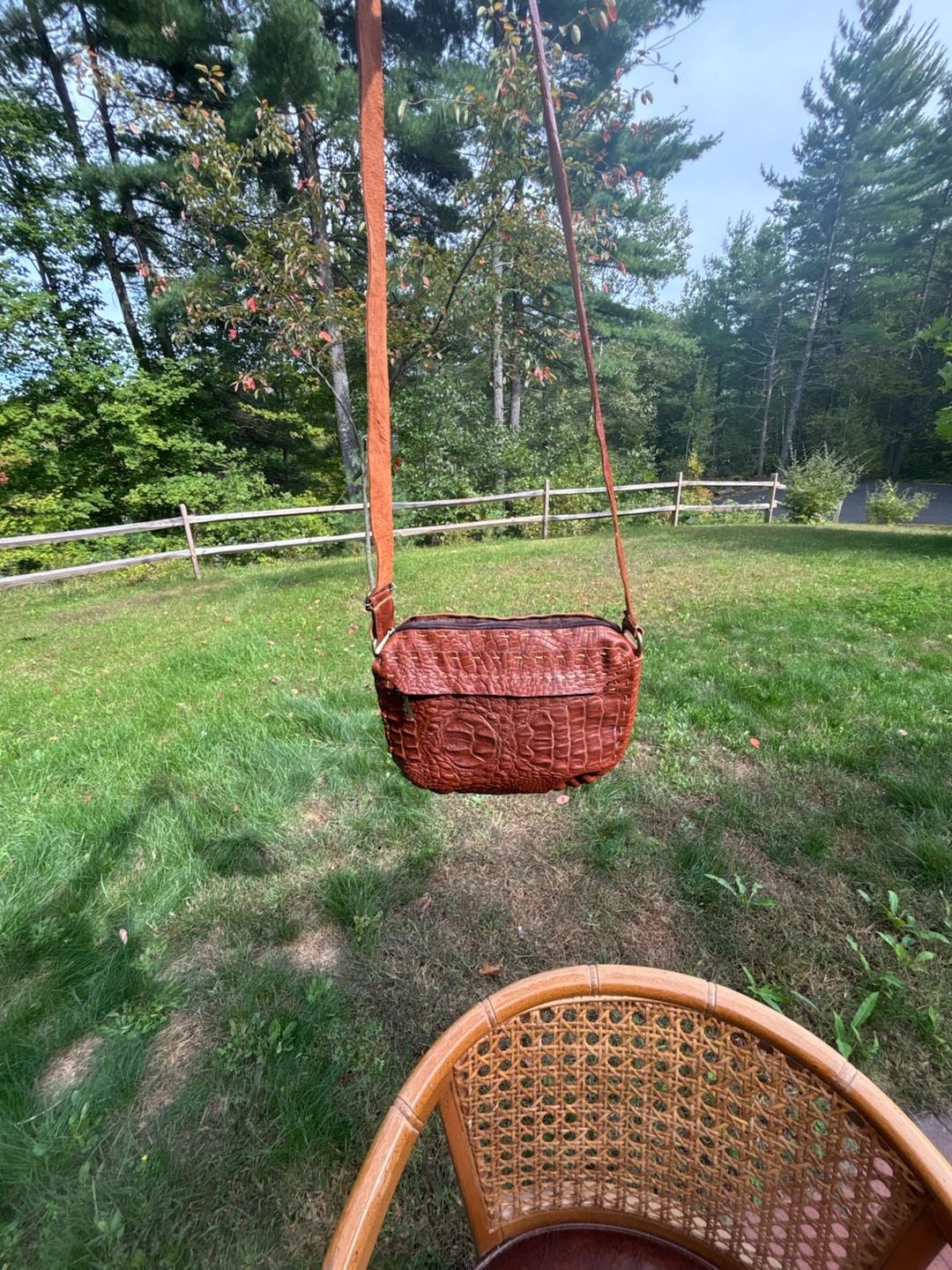 Handmade Brown Crocodile Embossed Leather Crossbody Bag 8