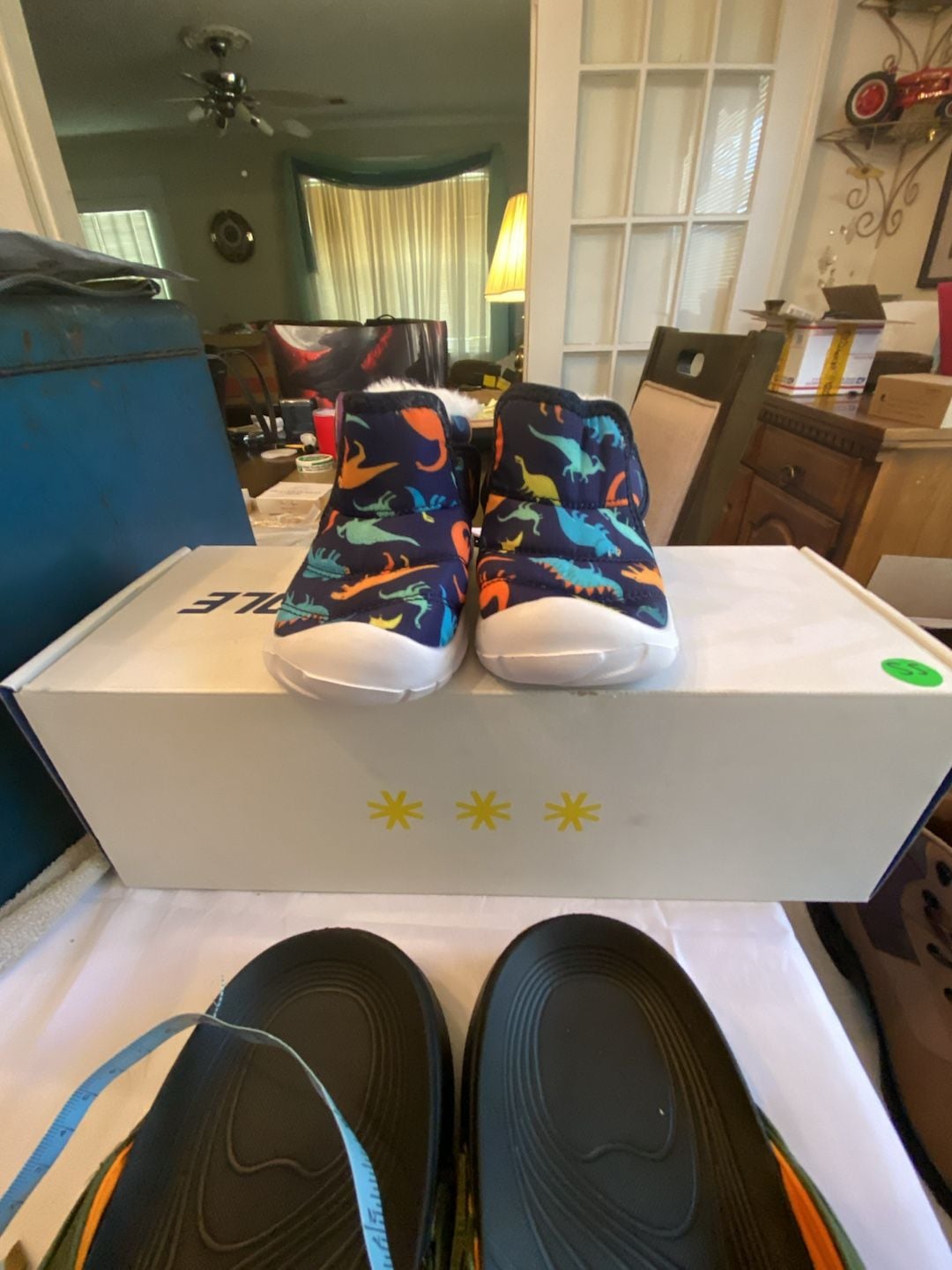 Barerun Toddler Boots Dinosaur Navy Blue Fuzzy Winter Shoes 2