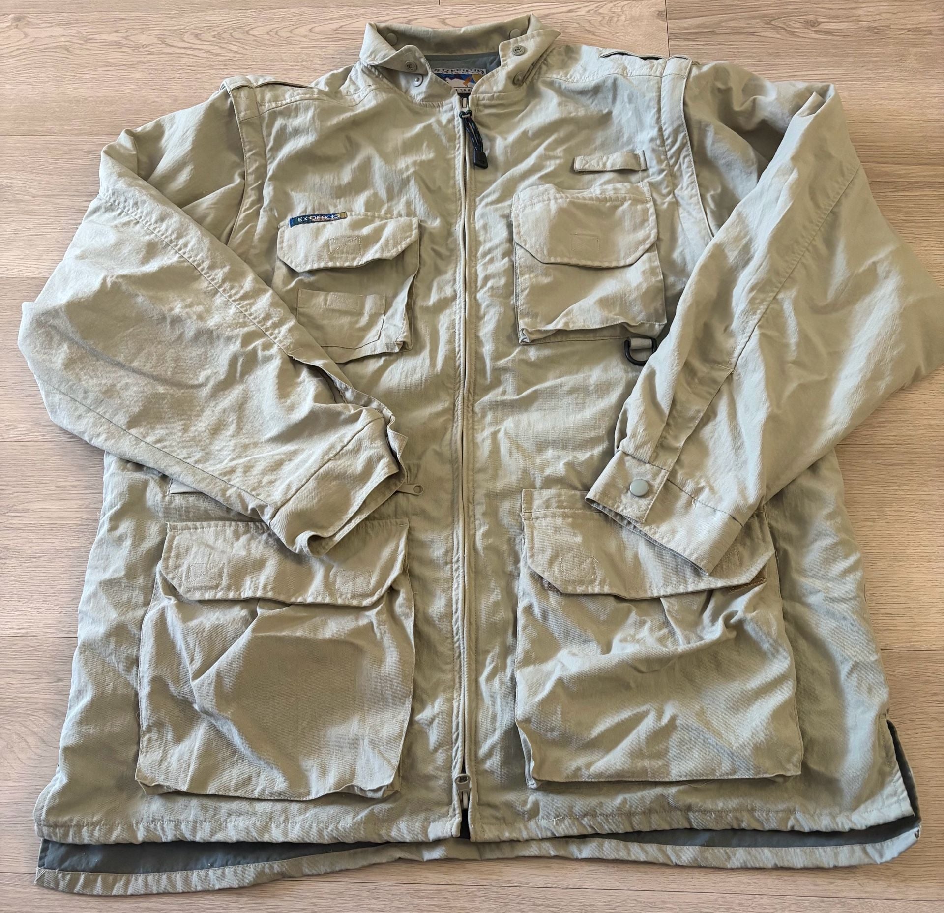 ExOfficio Utility Jacket Size L Khaki Nylon Adventure Travel Fishing 2
